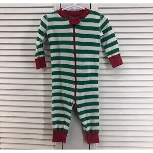 Hanna Andersson size 75 12-18M holiday pajamas organic one piece zip up